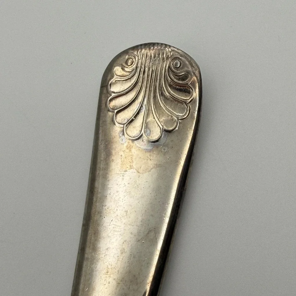 Vintage Italian Silverplated Serving Spoon Fork‎ Fancy Engraved Handle Elegant